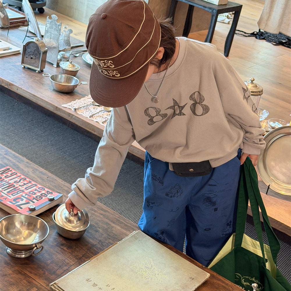 【90-150】スターデザイン長袖Tシャツ