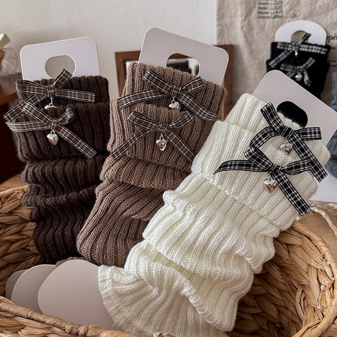 リボン＆ハートモチーフレッグウォーマー