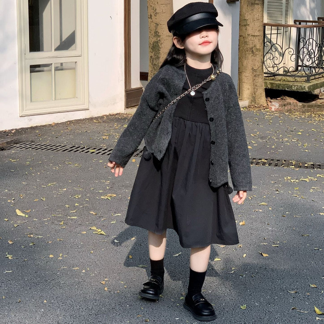 【90-140】デザイン切替シンプルワンピース