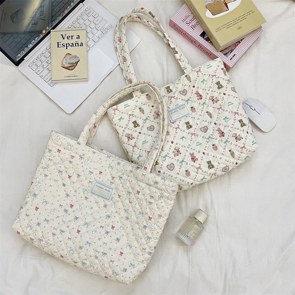 パターンプリントキルティングバッグ