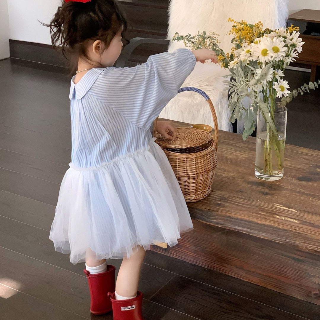 【90-140】襟付きデザイン切替ワンピース