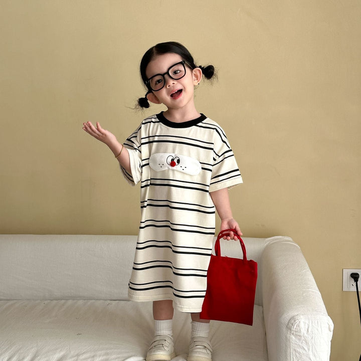 【80-150】フロントワッペンTシャツワンピース