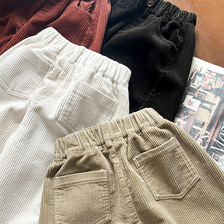 【90-150】シンプルコーデュロイワイドパンツ