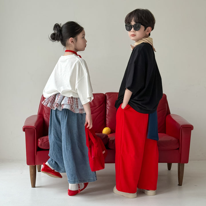 【90-150】レタープリントカジュアルTシャツ