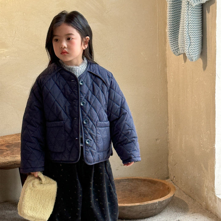 【90-140】ノーカラーシンプルキルティングジャケット