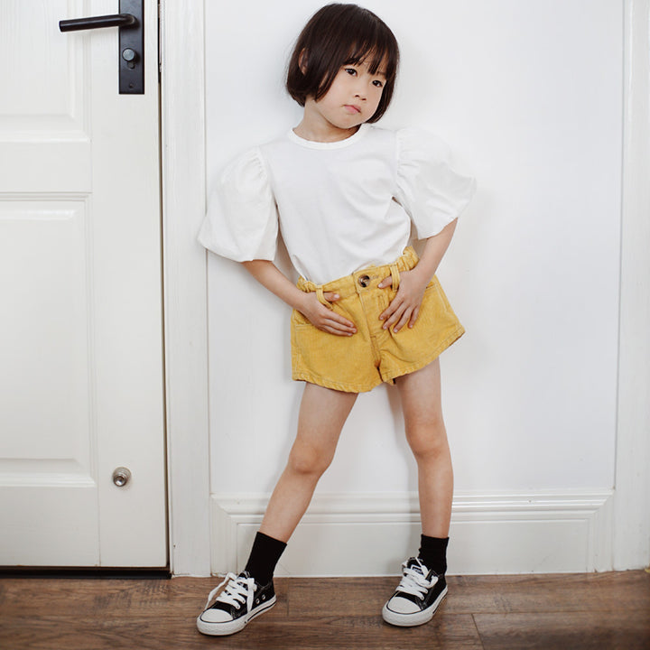 【90-140】パフスリーブ半袖Tシャツ