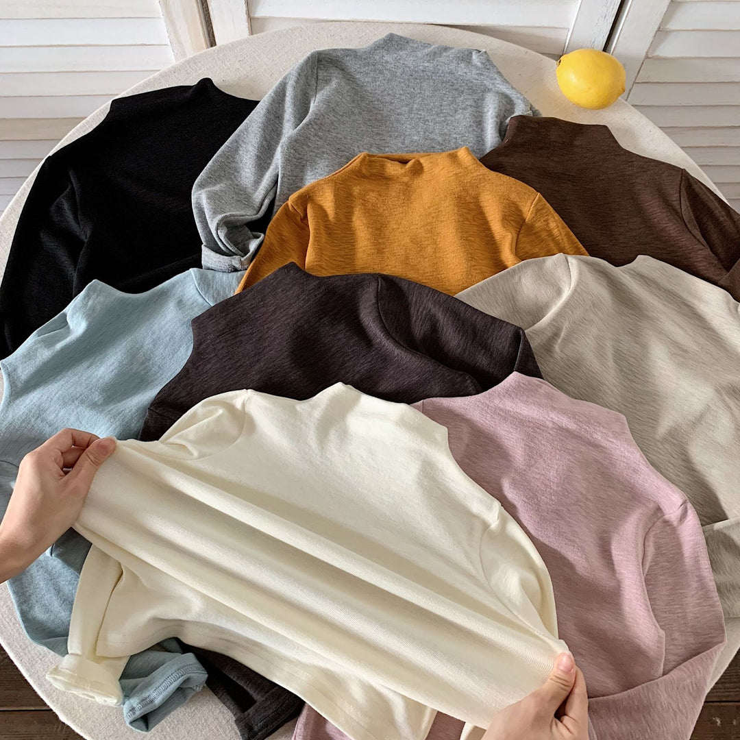 【90-150】ハイネックシンプルロンT