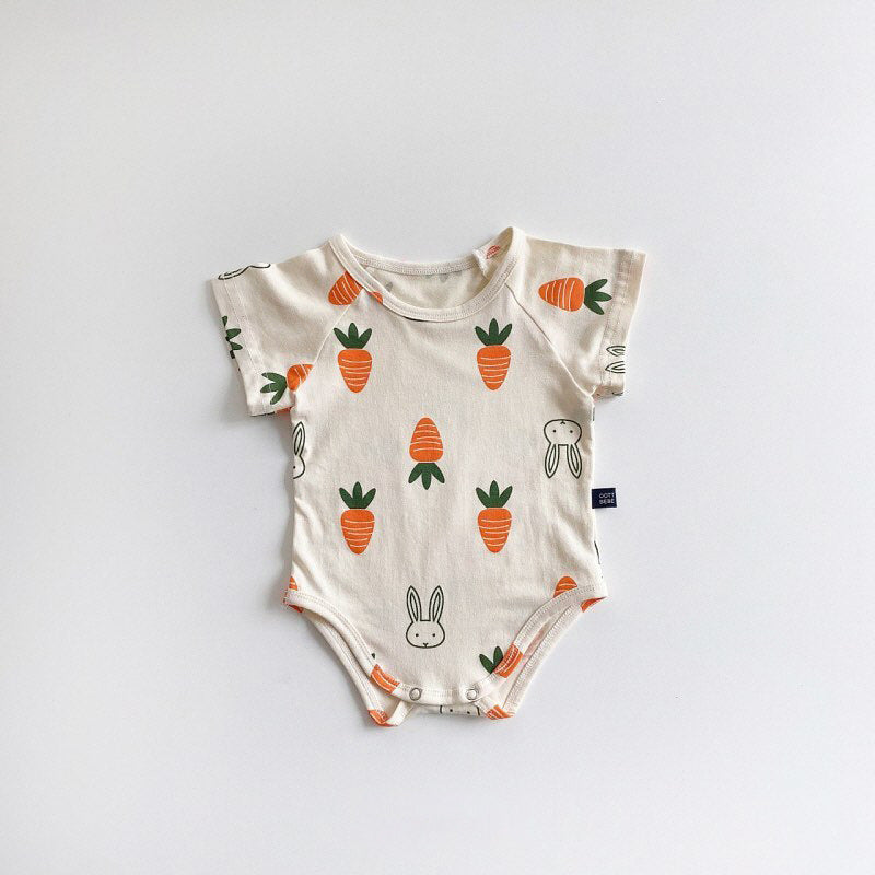 【baby】帽子付にんじん＆ラビットロンパース