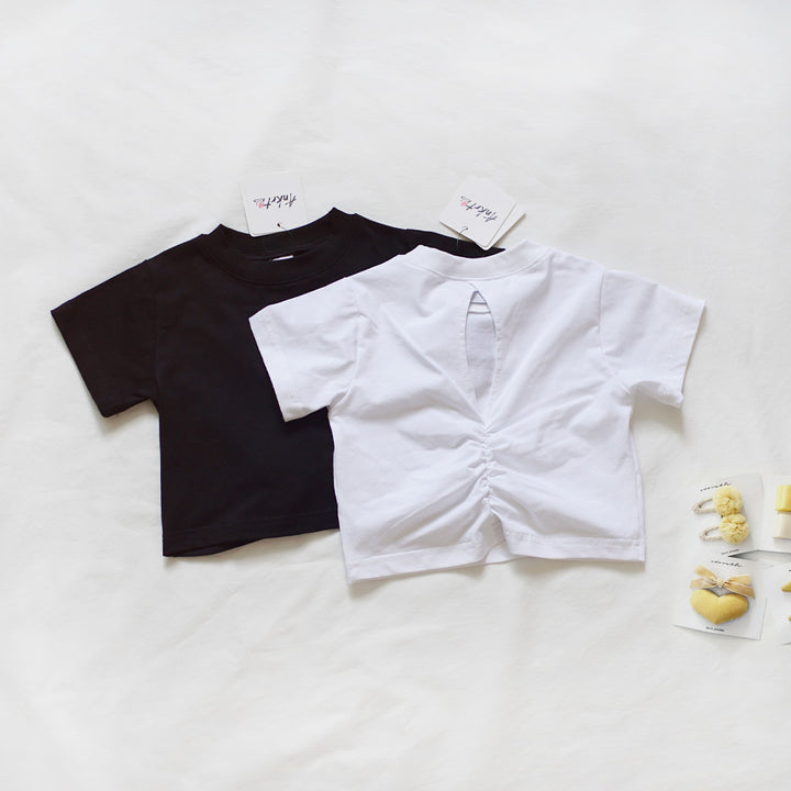 【100-150】バックオープン＆シャーリングTシャツ