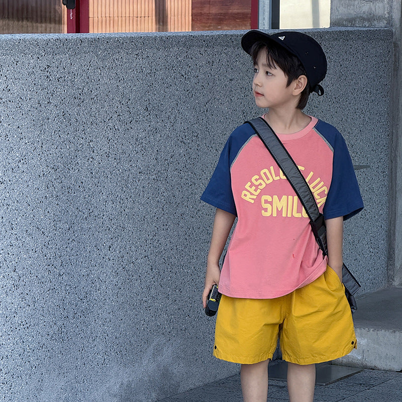 【90-150】ラグランスリーブカジュアルTシャツ