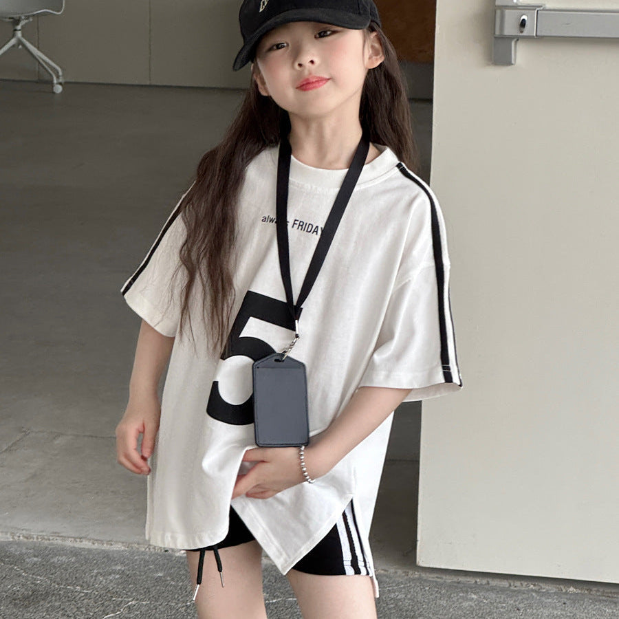 【100-150】サイドラインオーバーサイズTシャツ