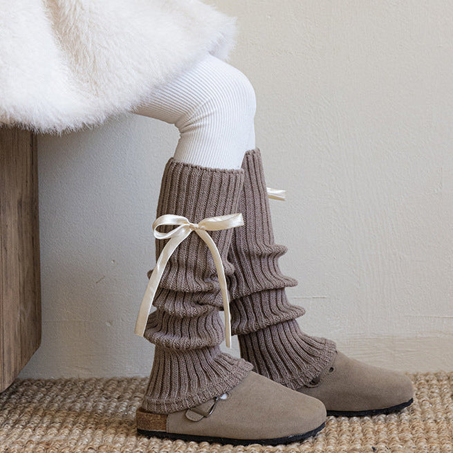 ワンポイントリボンレッグウォーマー