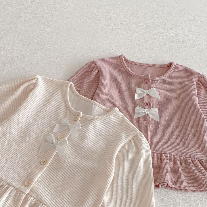 【80-130】フリルヘムカーデ×ロングパンツセット