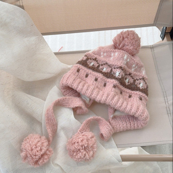 【48-52cm】ポンポン付きニット帽