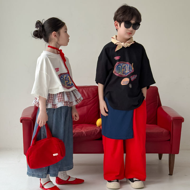 【90-150】レタープリントカジュアルTシャツ