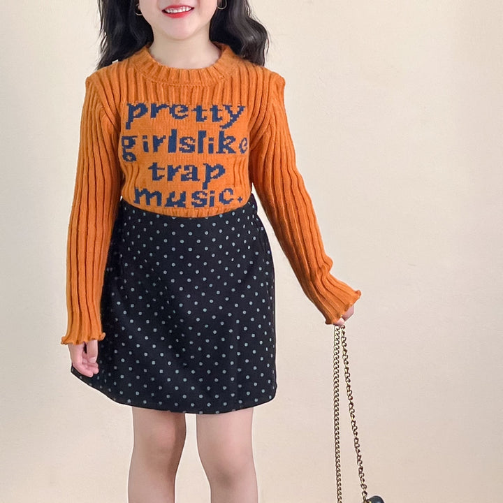 【90-140】フロントロゴリブニットトップス