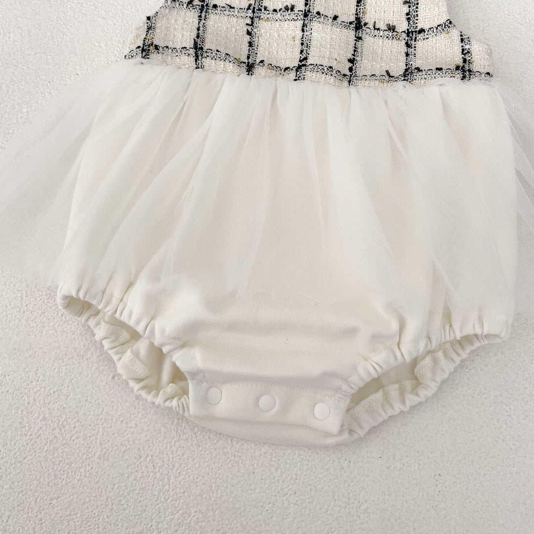 【73-100】ノースリーブチュールロンパース