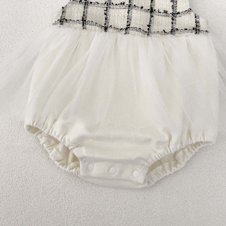 【73-100】ノースリーブチュールロンパース