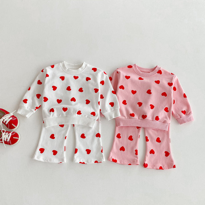 【80-130】ハート柄スウェットセットアップ