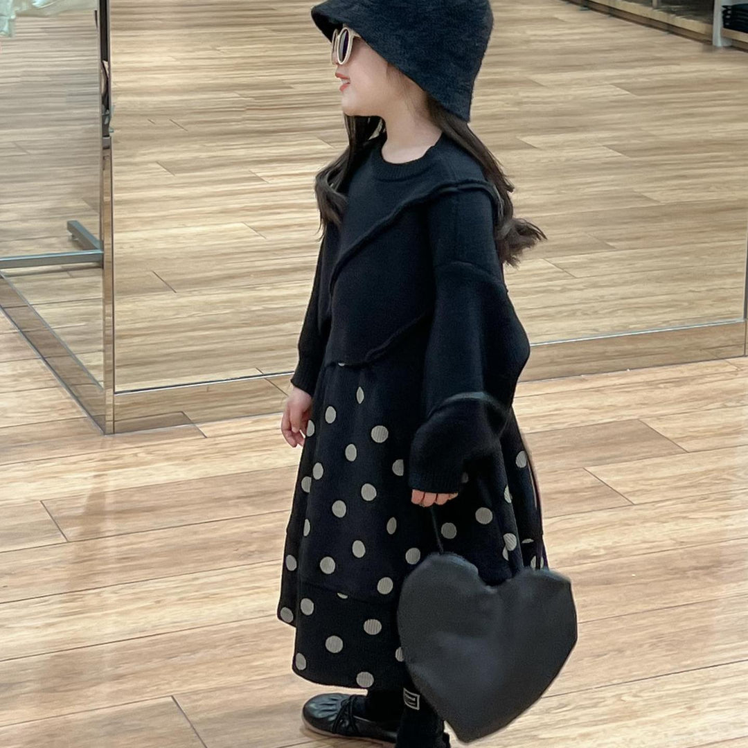 【90-140】アシンメトリーニットトップス