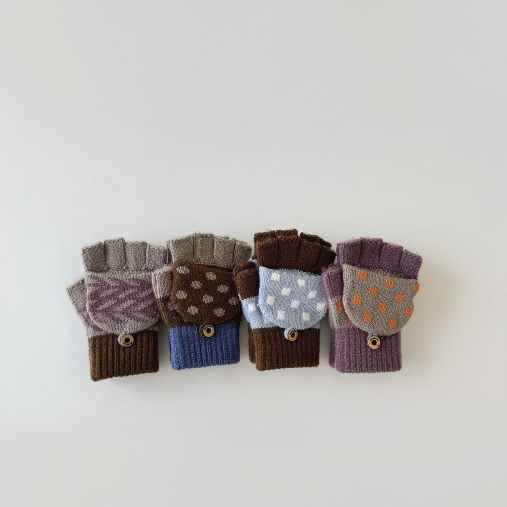 【3Y-8Y】パターンプリント指出しニットグローブ