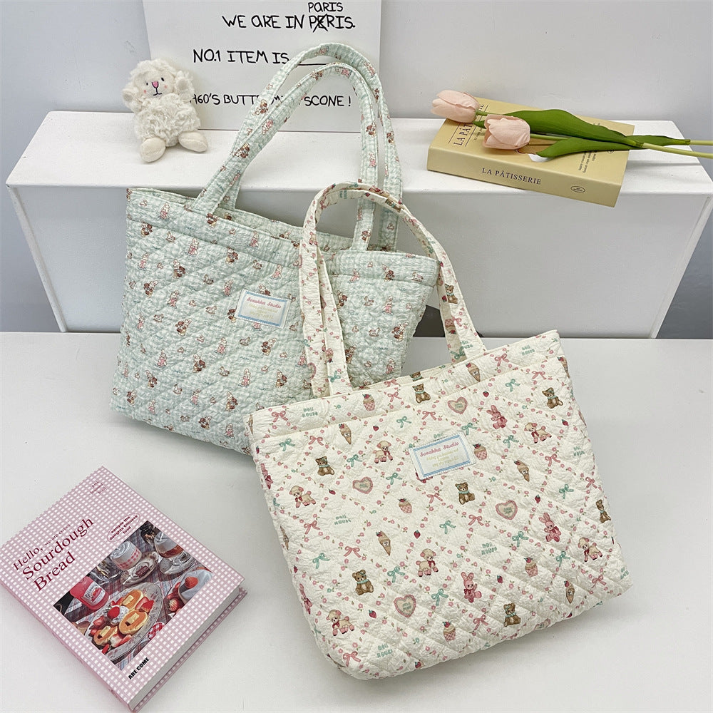 パターンプリントキルティングバッグ