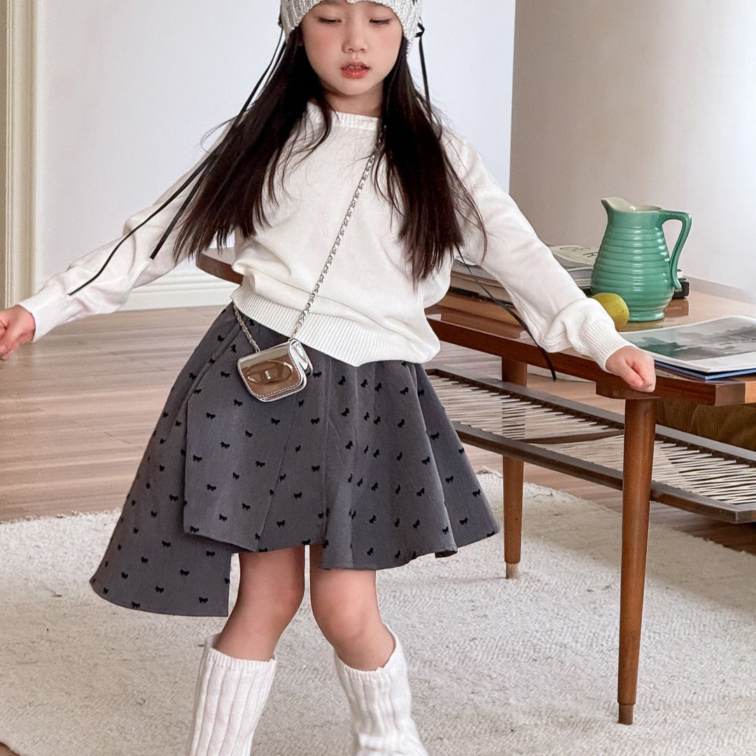 【90-150】リボン柄アシンメトリースカート