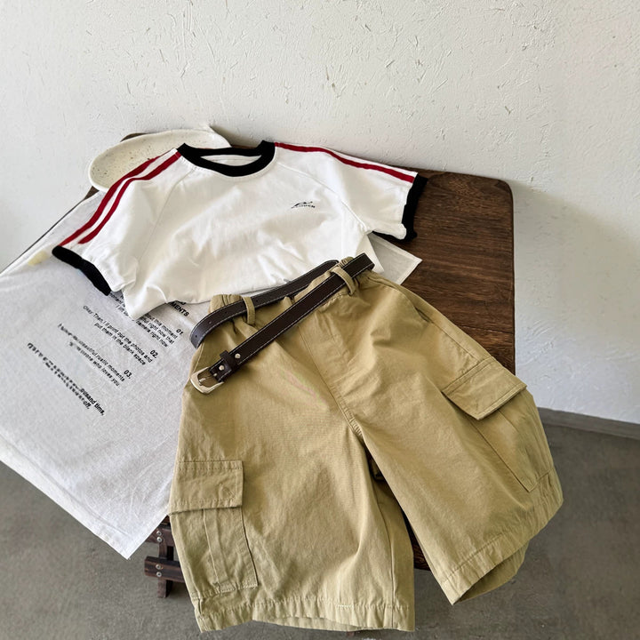 【100-150】ラインデザインTシャツ