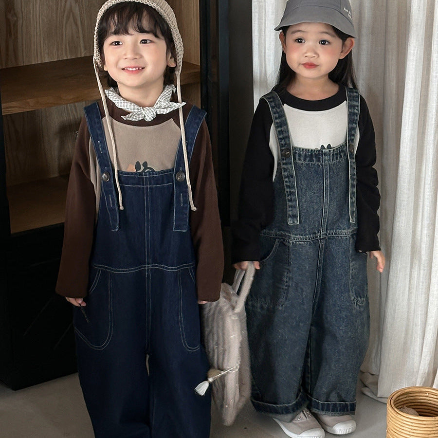 【80-140】ワイドデニムサロペット