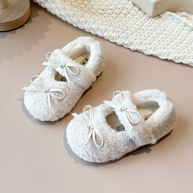 【13.5-21.0】リボンモチーフボアシューズ