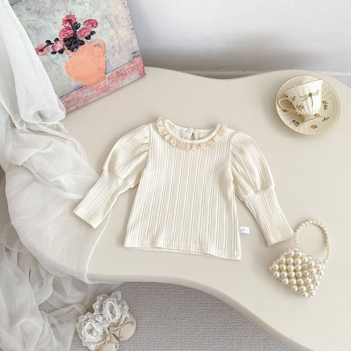 【73-120】レースカラーパフスリーブトップス