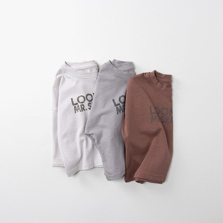【80-130】ロゴデザイン長袖Tシャツ