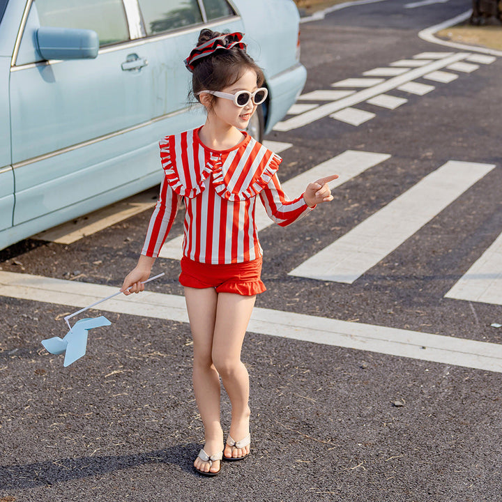 【90-140】ビッグカラーチェック柄セパレートスイムウェア