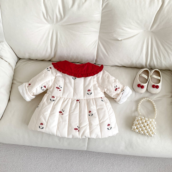 【73-100】きのこ柄裏フリースコート