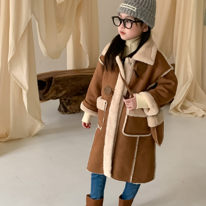 【90-150】フェイクムートンロングコート