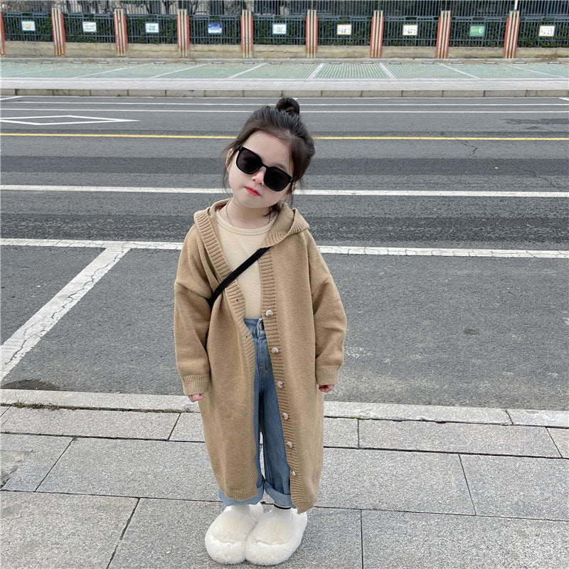 【90-140】フーディーニットロングカーディガン