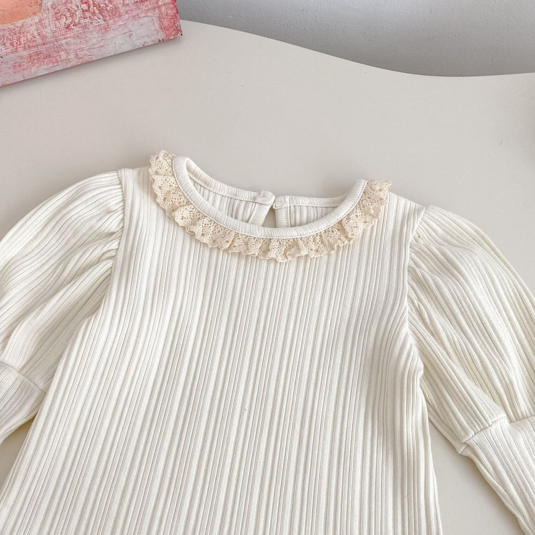 【73-120】レースカラーパフスリーブトップス