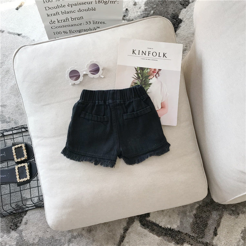 【90-140】カットオフデザインデニムショートパンツ