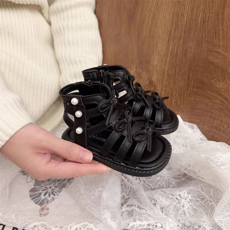 【12.0-18.5】リボン×パールアンクルサンダル