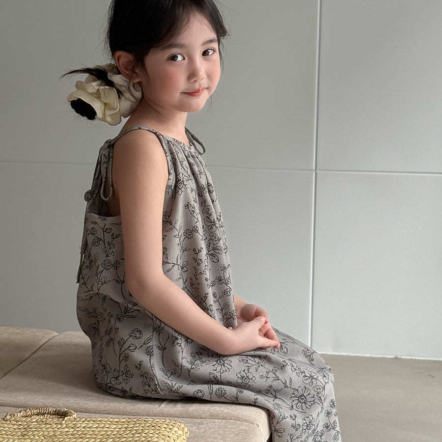 【100-150】ボタニカル柄キャミソールワンピース