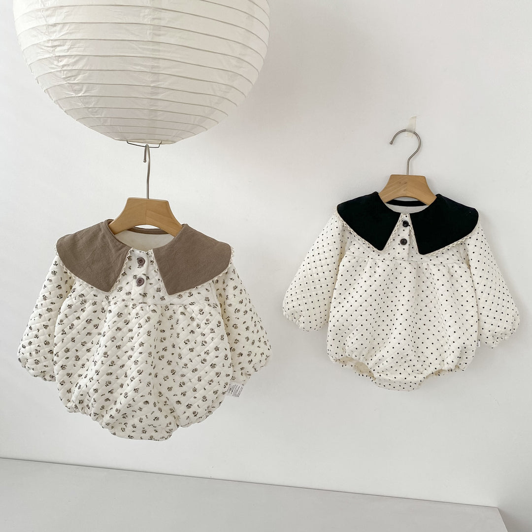 【73-100】襟付きパターンプリントロンパース