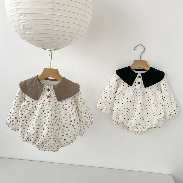 【73-100】襟付きパターンプリントロンパース