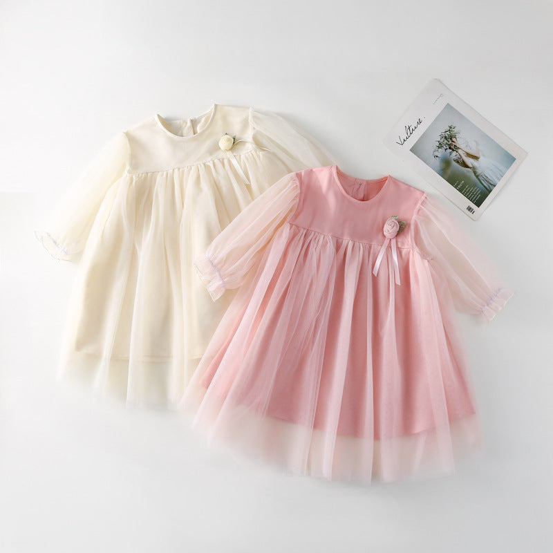90-130】チュールデザインドレスワンピース｜ELMO-こども服エルモ