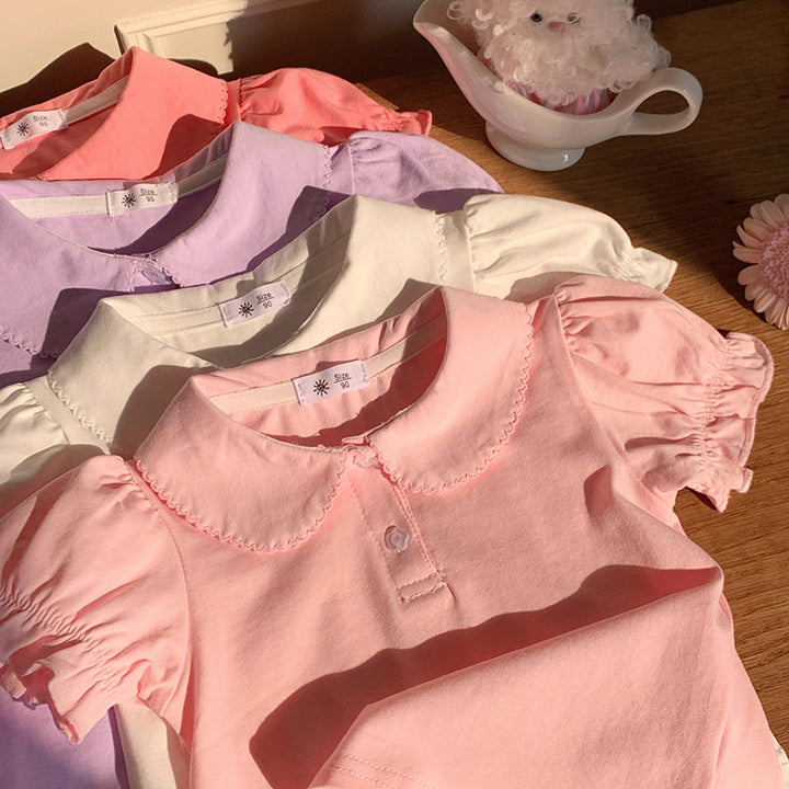 【90-140】パフスリーブポロシャツ