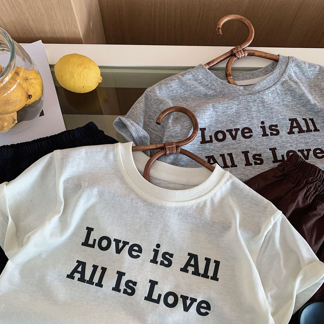 【90-140】英字ロゴTシャツ×ハーフパンツセット