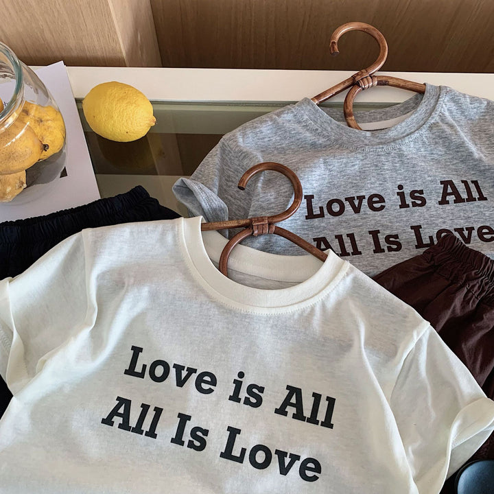 【90-140】英字ロゴTシャツ×ハーフパンツセット