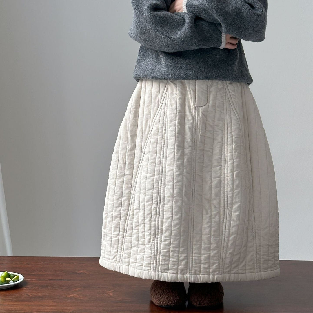 【90-150】キルティングロングスカート