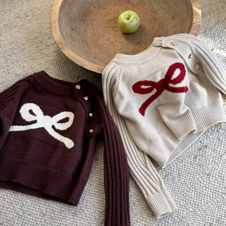 【90-150】ショルダーボタンニットトップス