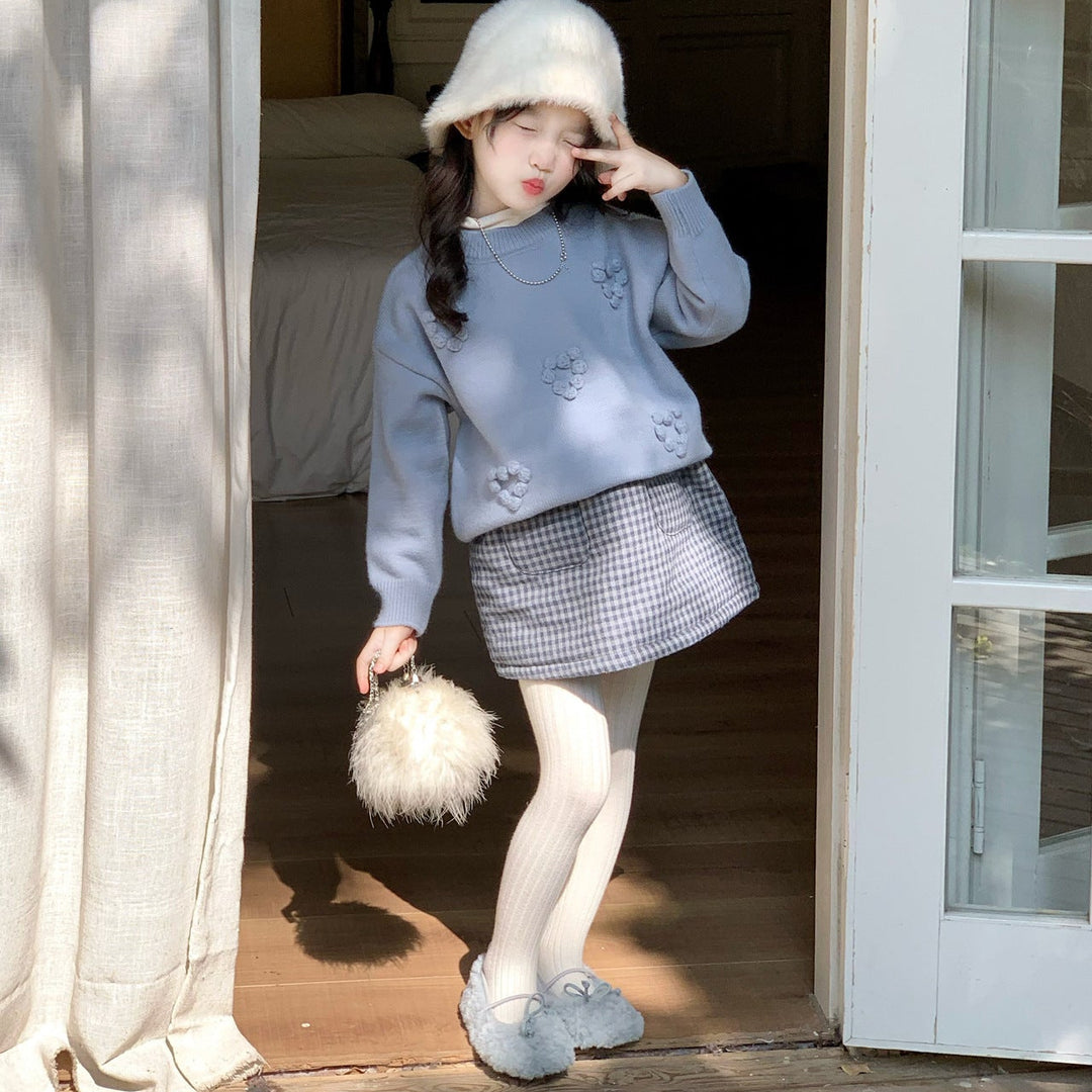 【90-140】ポンポンハートセーター