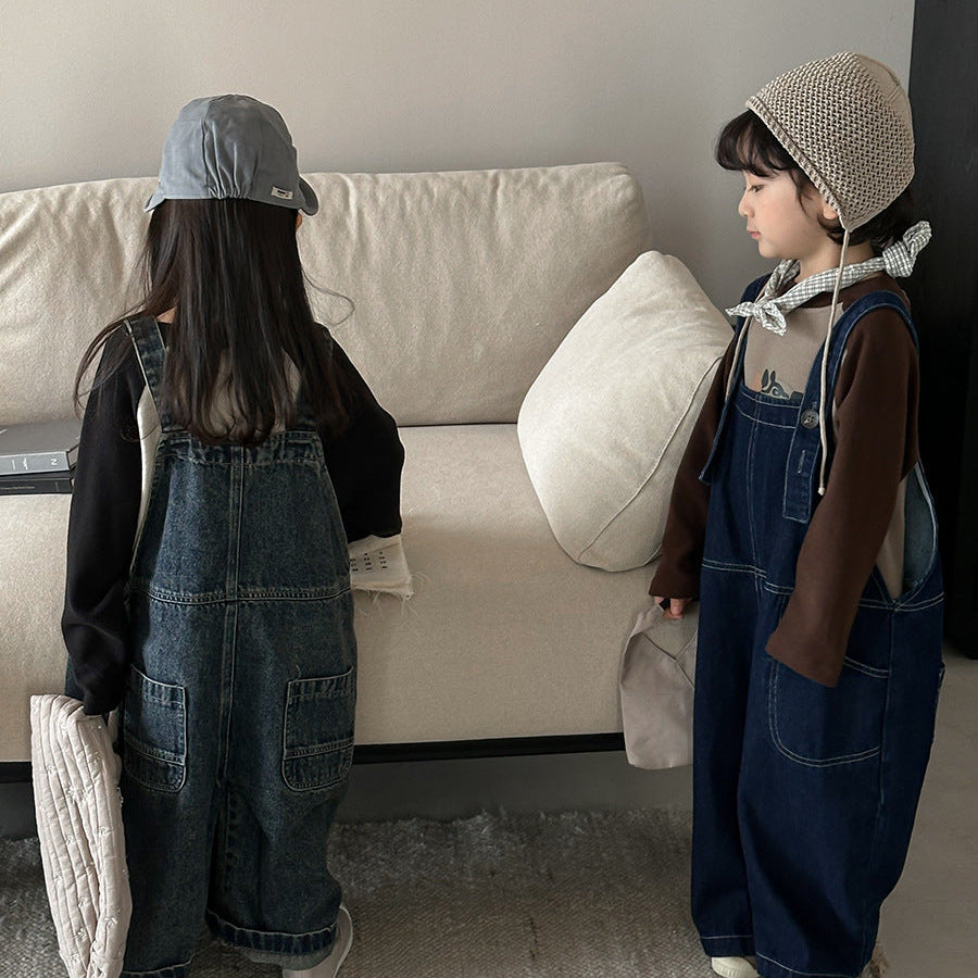 【80-140】ワイドデニムサロペット